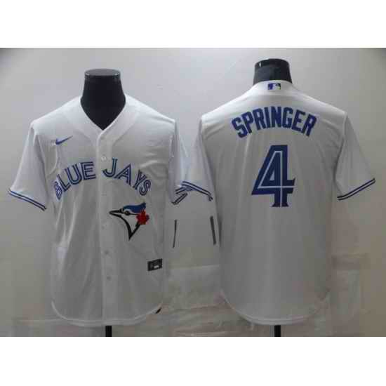 Men Toronto Blue Jays George Springer 4 White Nike Royal Alternate Replica Player Jersey